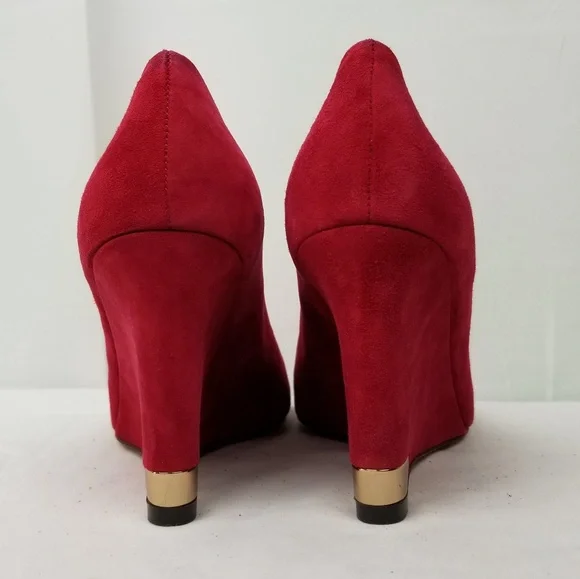 Tory Burch Suede Round Toe Platform Wedges Pumps